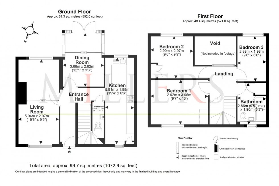 Floorplan for St. Michaels Close, Harlow