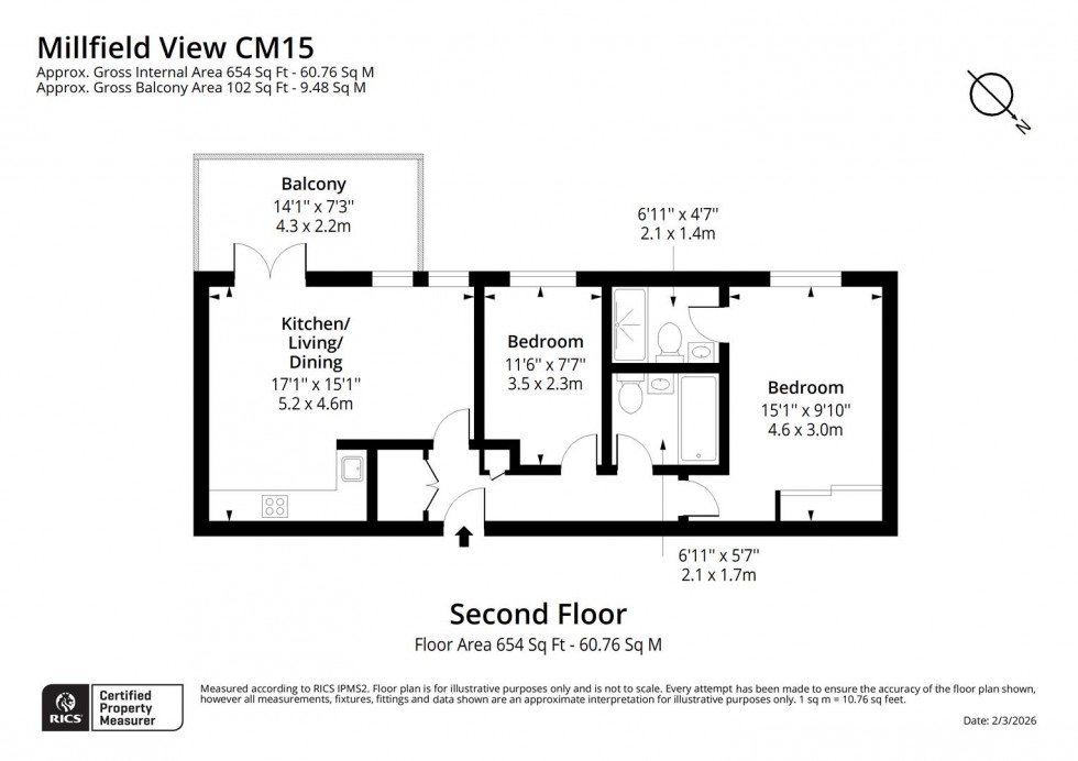 Floorplan for Ashwells Road, Pilgrims Hatch.
